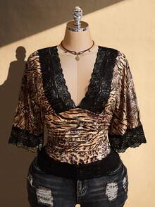 SHEIN ICON 大尺碼復古性感休閒千禧風Y2K度假波希米亞風虎紋豹紋混搭 - 彩色 - 查看 8