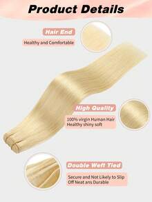 Seamless Natural Blending Blonde 100g Sew In Hair Extensions Real Human Hair Black 22inch Remy Double Weft Hair Extensions For Volume And Length - S613 - View 6