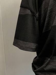 Attitoon Kaos Wanita Kasual Minimalis Garis-garis Hitam & Abu-abu 95% Katun Motif Cetak Penuh Bahu Asimetris Lengan Pendek Potongan Longgar Cocok untuk Musim Semi & Musim Panas - MultiWarna - View 4