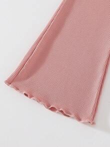 [2 Sets Randomly Sent]Girls Toddler Spring/Autumn Ribbed Flared Pants, High Waist Ruffle Hem Bell Bottom Long Pants, Soft Skin-Friendly Stretchy Slim Fit Children's Leggings, Multi-Color Randomly Sent, Versatile Casual Pants, Korean Minimalist Style Baby Snug Fit And Height-Enhancing Pants - Multicolor - View 9