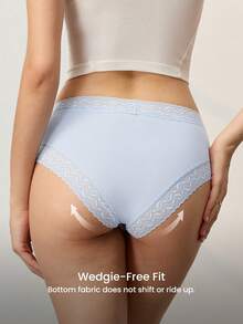 LUVLETTE 3-Pack Lace Trim Low Rise TENCEL™ Modal Cheeky Women Underwear Panties Set - Multicolor - View 2