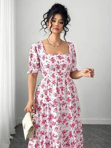 SHEIN Clasi 大尺碼夏季休閒碎花洋裝 - 彩色 - 查看 4