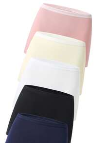 [6pcs Randomly Sent]All Season Pure Cotton Skin-Friendly Classic Solid Color Basic Hipster Briefs For Girls - Multicolor - View 5