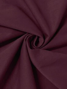 GlowEve CURVE 大码女式纯色圆领褶皱无袖优雅连衣裙 - 酒紅色 - 查看 3