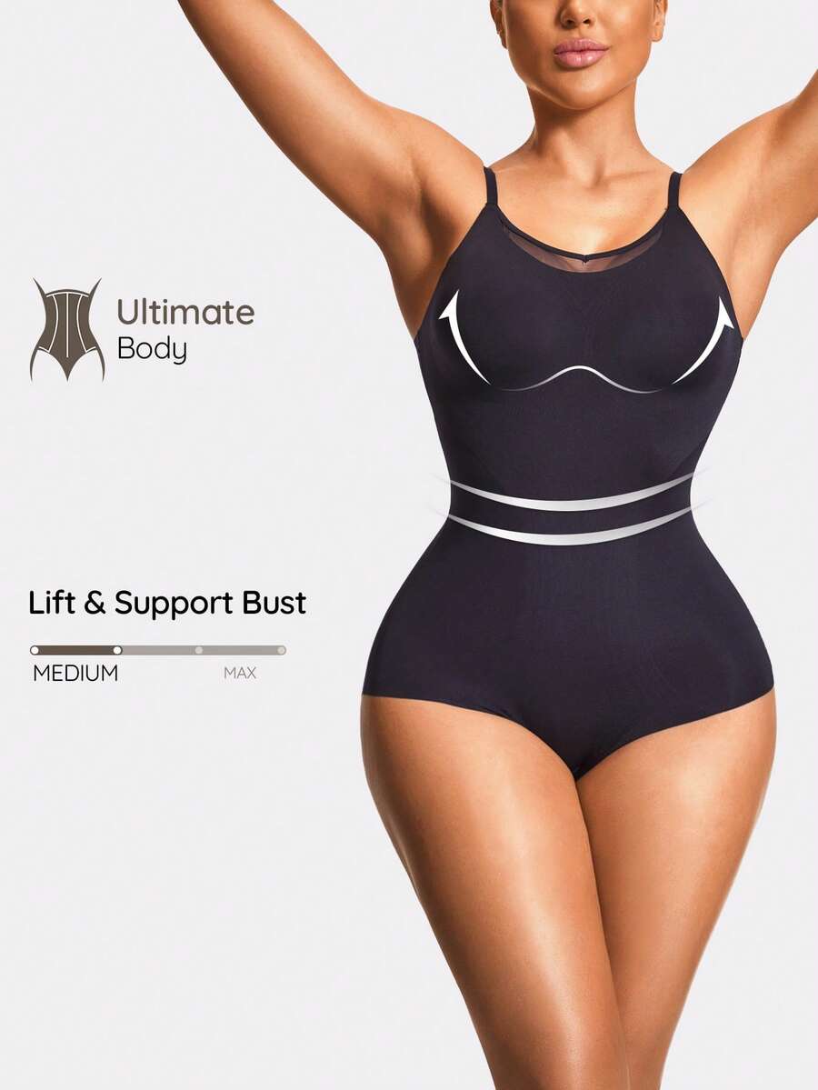 SHAPORA Shaping Brief Bodysuit Body Shaper Bust&Butt Lifter With Adjustable Strapes-Tummy Waist Control - Black - View 1