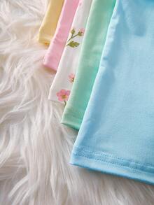 5pcs/Set Girls' Camisole Tank Tops, Rich Colors, Versatile, 4 Soft Macaron Colors - Light Yellow, Light Pink, Sky Blue, Mint Green, With Fresh Ditsy Floral Style In The Middle, Refreshing And Eye-Catching For Single Wear, Also Great For Layering, Suitable For Daily School, Outings, Etc., Practical And Versatile, Essential All-Match For Spring/Summer Wardrobe - Multicolor - View 5