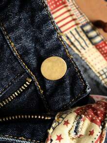 Manfinity LEGND Pantalones cortos de mezclilla casuales y versátiles para uso diario y viajes, con diseño desgastado, botones y bolsillos, talla grande para hombres - Azul lavado oscuro - Ver 3