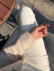 DAZY 女款休閒百搭九分牛仔褲，適合嬌小女性 - 白色 - 查看 6