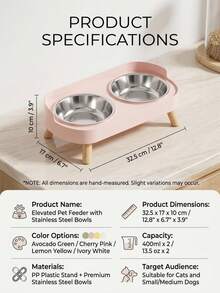 PETSIN Stainless Steel/PVC Pet Bowl Set With Stand, Dual Bowls, Suitable For Small Dogs And Cats, With Splash Guard - Pet Feeder - 150ml - View 4