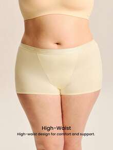 LUVLETTE Plus 3-Pack Women Plus Comfortable Cotton Logo High-Rise Boyshorts-Pastel Color - Multicolor - View 10