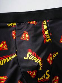 SUPERMAN X SHEIN Men's Fashion Letter Print Boxer Briefs - Black and White - View 5