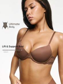 SHAPORA 5pcs/Set Women's Solid Color Contrast Lace Bras - Multicolor - View 6