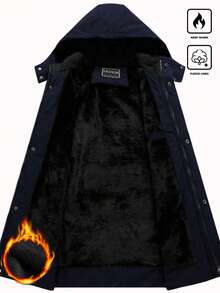 Manfinity Homme Men's Long Sleeve Zip-Up Hooded Winter Coat, Puffer - Royal Blue - View 5