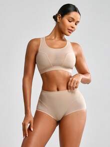 SHAPORA Ladies' Solid Color Shapewear Set - Khaki - View 3