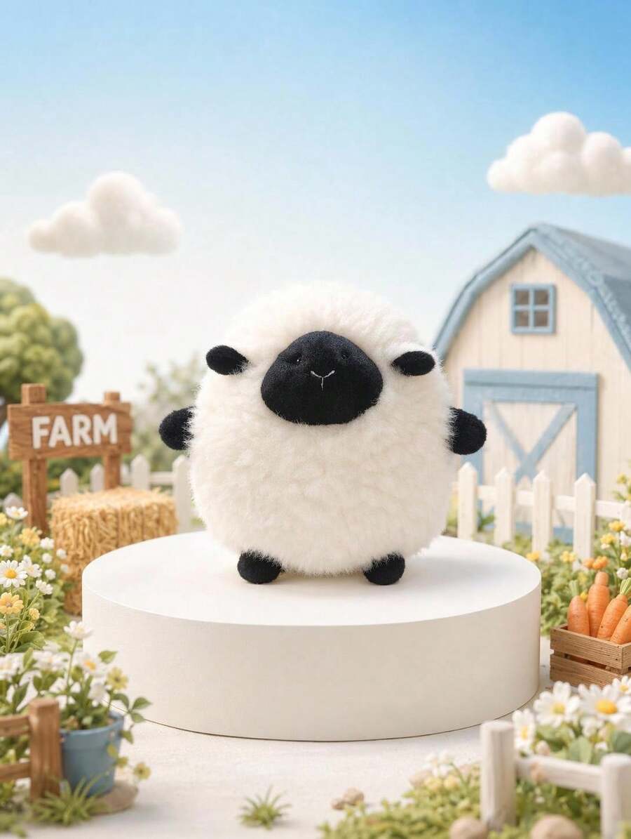 POKOJA LAND 1 Piece Round Tip Plush Sheep Doll, Cute Animal Stuffed Doll, Soothing Sleep Companion Doll And Birthday Gift Pillow - Multicolor - View 1