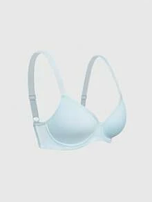 SHAPORA 3pcs Spaghetti Strap Solid Color Bras & Wireless Bras (Red + Dark Grey + Blue) - Multicolor - View 7