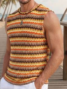 VENTUSAIL Men's Striped Crew Neck Casual Knit Tank Top, Versatile And Fashionable - Multicolor - View 3