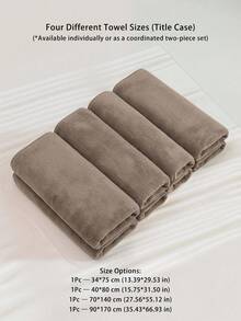 Veyra Day 1 st/2 st enfärgad mjuk plysch handduk som torkar snabbt, ultraabsorberande noppfri lätt badhandduk för par, tunn och ventilerande för hår, ansikte och händer, snabbtorkande duschhandduk för hem, resa och gym, 34*75 handduk / 70*140 badhandduk / 40*80 ansiktshandduk / 90*170 stor badhandduk - mörkbrun - Visa 4