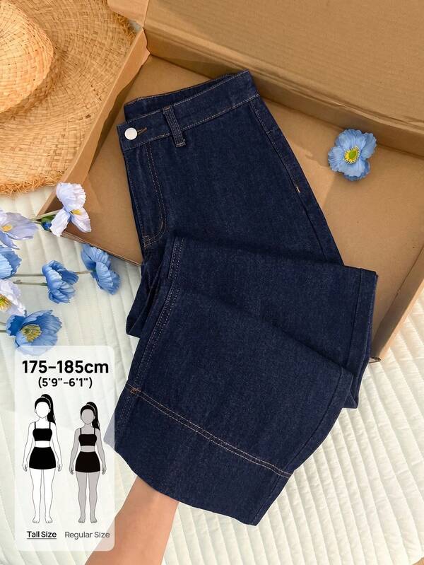 SHEIN Tall Women's Button Casual Versatile Daily Travel Denim Jeans Going Out Women Fourth Of July Outfits Autumn