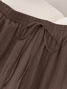 CosyJoli 大尺碼女款春夏商務休閒女裝海灘套裝 情人節風格時尚通勤優雅 紫色蓮藕粉寬腿褲 口袋長褲 海灘度假套裝 薰衣草色大學生穿搭 情人節服飾 郵輪套裝 女款夏季寬鬆長褲 - 紅木色 - 查看 6