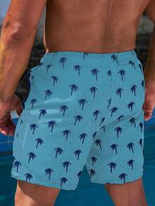 Manfinity KASUA Men's Vacation Palm Tree Print Drawstring Waist Beach Shorts - Multicolor - View 2