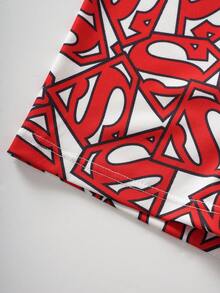 SUPERMAN X SHEIN 男士時尚印花四角內褲 - 紅白色 - 查看 5