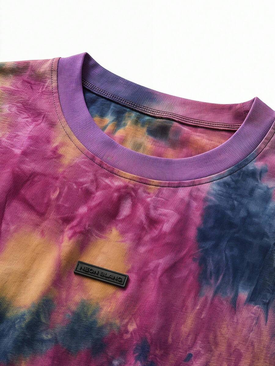 NEON BLANC Men's Tie-Dye Print Crew Neck Knit Short Sleeve T-Shirt - Multicolor - View 1