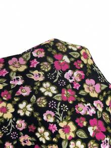Elaquor Plus Size Summer Short Sleeve V-Neck Random Print Vacation Style Dress - Multicolor - View 8