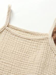 Elladie kids Girls' 4-Piece Set Cute Minimalist Style Girls' Tank Top Set, Apricot And Brown, Suitable For Daily Outings And Casual Vacations,Back To School. - Multicolor - View 5