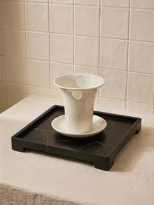 Cirelle 1pc Simple Ceramic Toothbrush Holder, Multi-Purpose Bathroom Organizer, Elegant White Countertop Caddy For Toothpaste, Razors & Accessories, Minimalist Vanity Storage Cup, Ideal Gift For Home Decor & Housewarming, Keeps Toiletries Neat - White - View 2