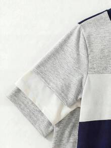 SHEIN 6件組青少年男孩休閒寬鬆字母圖案圓領T恤與短褲套裝，適合通勤、上學、日常穿著、運動活動，春夏季適用 - 彩色 - 查看 10