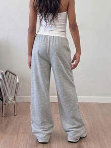 Mom & Tween Girls Matching Grey Wide Leg Sweatpants, Elastic Waist Drawstring Pants, Family Set - Grey - View 3
