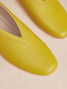 Rosivie Ladies Square Toe Yellow Fashion Versatile Casual Flat Shoes - Yellow - View 6
