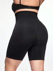 SHAPORA Fondo de ropa interior moldeadora de unicolor de cintura alta, versátil y casual para tallas grandes - Negro - Ver 3