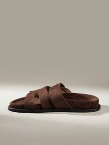 Solecia Sandales de plage plates confortables marron pour femmes, mode pour Noël - Taupe - Voir 5