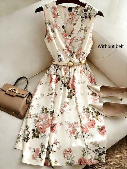 GlowEve CURVE Vestido tejido de talla grande con estilo elegante con flores, adecuado para uso diario. Un vestido de verano de longitud media para damas, ideal para la moda de vacaciones.