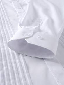 Manfinity Mode Men's Business Casual Versatile Solid Color Shirt, Ceremony - White - View 5