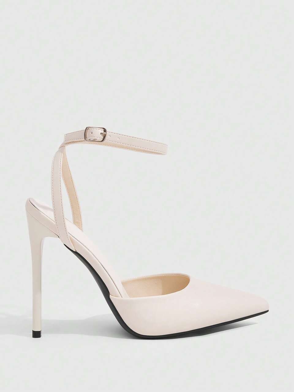 CUCCOO SZL Women Shoes Pointed Beige Ankle Strap Temperament Elegant Fashion Sexy Stilettos, Suitable For Parties, Parties And Banquets And Other Occasions