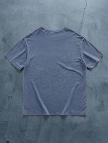 SUPERMAN X SHEIN Men's Summer Casual Letter Print T-Shirt - Blue - View 2