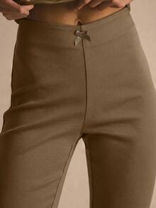 MUSERA Low Waist Split Hem Spring Summer Cosy Cute Daily Girly Vacation Spring Casual Pants - Brown - View 6