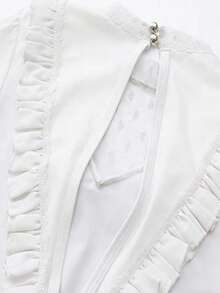 SHEIN Tween Girl Mesh Patchwork Long Sleeve Knit Jumpsuit, Suitable For Ballet Dance, Training Classes And Various Sports Exercise Occasions. - White - View 7