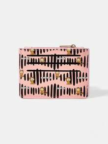 GARFIELD | SHEIN Sweet And Cool Powder Wallet, Striped Full-Printed Card Bag, Multi-Card Space. - Pink - View 3