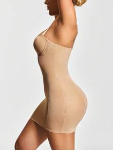 SHAPORA Shaping Underwire Cupped Shapewear Slip Dress Body Shaper Bust& Butt Lifter-Tummy Waist Thigh Control - Apricot - View 3