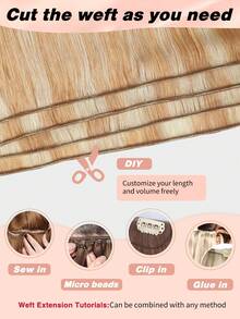 Seamless Natural Blending 100g Sew In Hair Extensions Real Human Hair Black 22inch Remy Double Weft Hair Extensions For Volume And Length - S27/613 - View 3