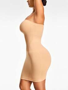 SHAPORA Seamless Shapewear Slip Dress Body Shaper Bust& Butt Lifter Tummy Waist Thigh Control - Beige - View 6