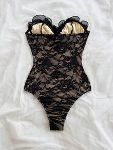 Soleia Bustier Renda Hitam untuk Liburan Ukuran Plus - Hitam - View 2