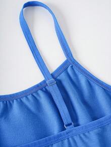 SUPERMAN X SHEIN Women's Geometric Print Camisole Tank Top Lingerie Set - Blue - View 4