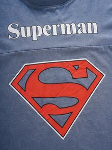 SUPERMAN X SHEIN Men's Summer Casual Letter Print T-Shirt - Blue - View 5