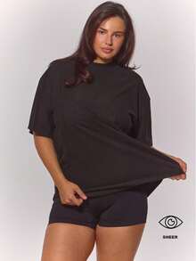 MUSERA Plus Size Oversized Active Top Spring Summer Vacation Holiday Casual Everyday Cute Active - Black - View 1