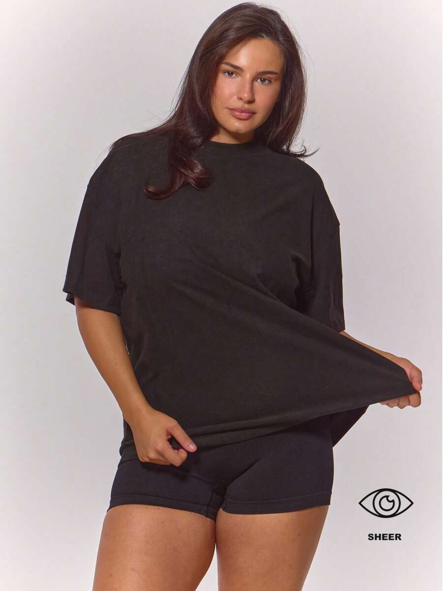 MUSERA Plus Size Oversized Active Top Spring Summer Vacation Holiday Casual Everyday Cute Active - Black - View 1